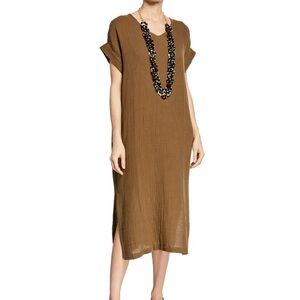 EILEEN FISHER Organic Cotton Gauze V-Neck Dress